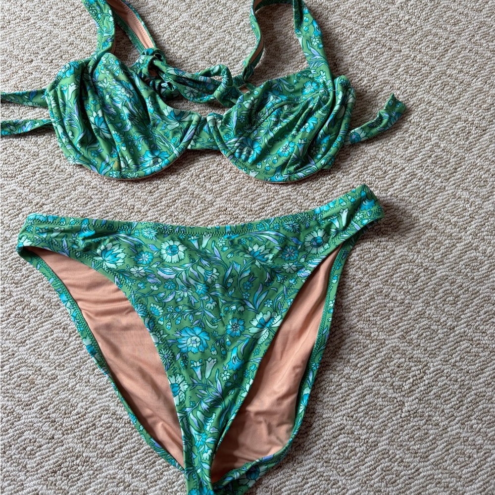J. Crew Green Floral Bikini Set - Picture 7 of 12